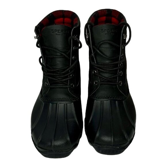 Sperry Other - Sperry Top-sider Men's Duck Black Boots with Red/Black Plaid Lining STS 15806